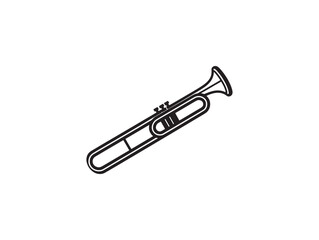 Minimalist Trombone Icon 2D Vector Line Art Style Perfect For Music Related Projects