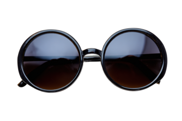 Round sunglasses with dark lenses isolated on transparent background