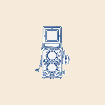 Old vintage analog film medium format twin lens camera icon
