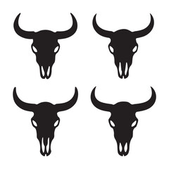 bull skull icon set vector silhouette 