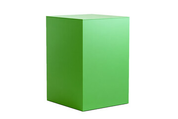 A green rectangular prism isolated on transparent background stands upright