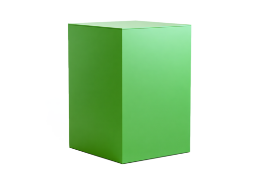 A green rectangular prism isolated on transparent background stands upright - Powered by Adobe