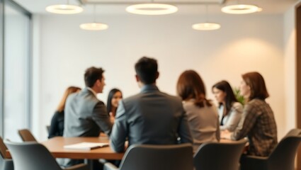 Fototapeta premium Generative AI modern business team meeting actively.