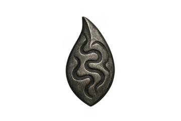 Ancient stone teardrop ornament with carved snake pattern