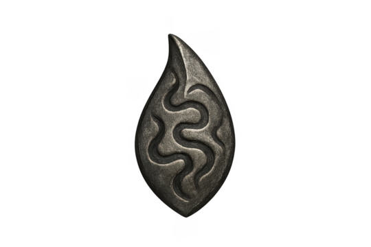 Ancient stone teardrop ornament with carved snake pattern