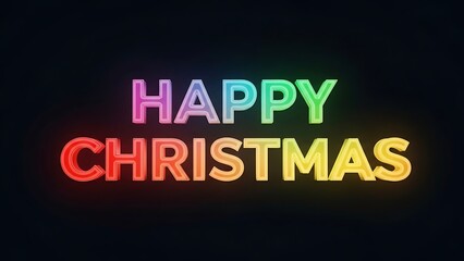 Happy seasonal greeting in vibrant neon colors on a dark background
