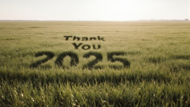 Thank You 2025 Message in a Green Field. - Powered by Adobe