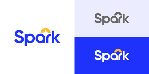 Creative modern spark logo template. Simple spark wordmark logo design vector illustration.