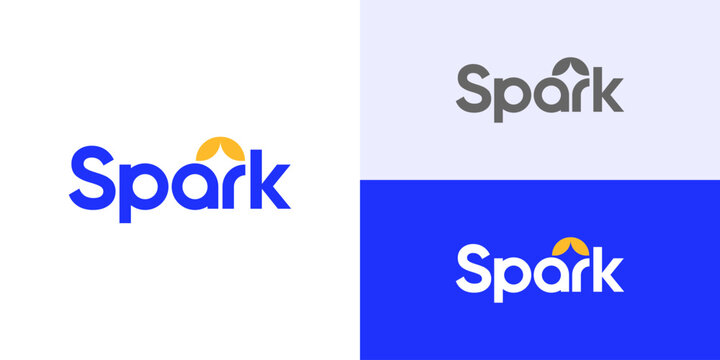 Creative modern spark logo template. Simple spark wordmark logo design vector illustration.