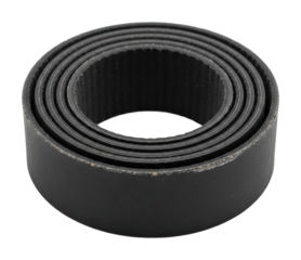 Workshop guide installing rubber belt for machinery maintenance isolated on transparent background