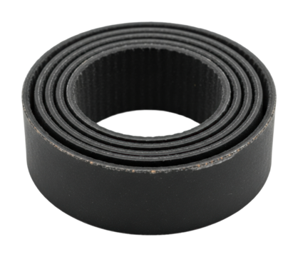 Workshop guide installing rubber belt for machinery maintenance isolated on transparent background