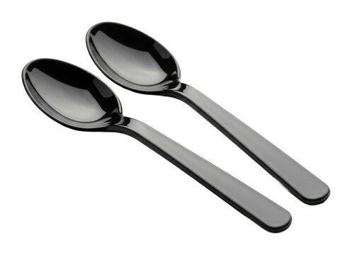 Spoons in action black plastic kitchen utensils home view isolated on transparent background