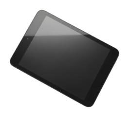 Home office tablet technology showcase aerial view of modern design isolated on transparent background