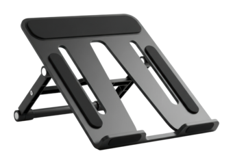 Adjustable laptop stand for home office setup modern design ergonomic isolated on transparent background