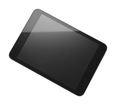 Home office tablet technology showcase aerial view of modern design isolated on transparent background