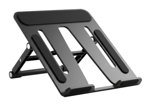 Adjustable laptop stand for home office setup modern design ergonomic isolated on transparent background