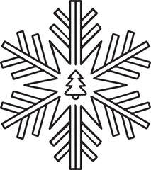 Snowflake and Christmas tree outline winter decorative design