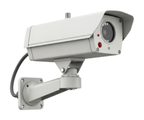 Safety and surveillance installing security cameras in urban areas isolated on transparent background