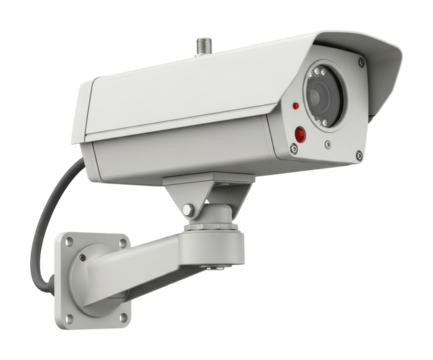 Safety and surveillance installing security cameras in urban areas isolated on transparent background