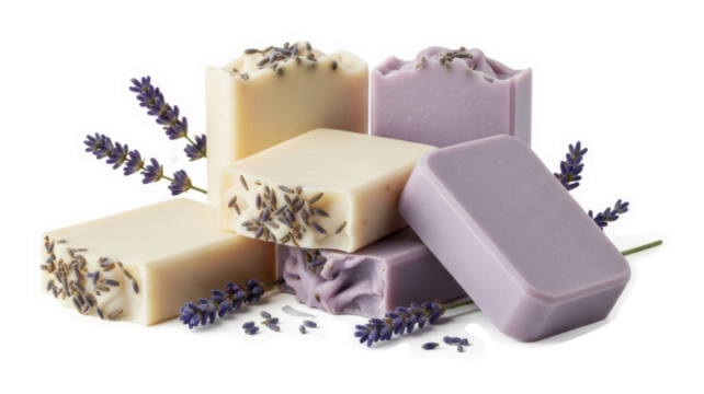 Lavender soap making event home natural products cozy kitchen isolated on transparent background