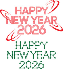 Stylish Happy New Year 2026 text design in decorative style
