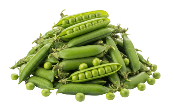 Fresh green peas harvest farm field food natural isolated on transparent background