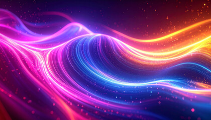 Neon colors swirling in flowing abstract digital background, glowing gradients, energetic motion