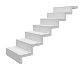Modern white staircase design interior architecture minimalist style isolated on transparent background