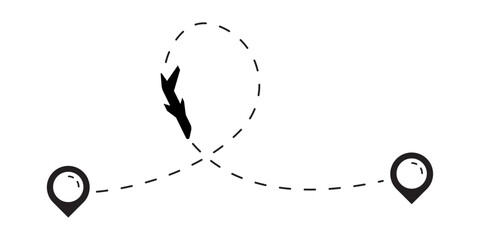 Airplane Travel Route  Dotted Path Navigation Icon
