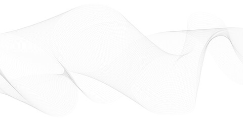 Abstract grey, white smooth element swoosh speed wave modern stream background. Wave with lines created using blend tool. Abstract frequency sound wave lines and twisted curve lines background.	
