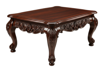 Elegant wooden coffee table - modern design for classic living rooms isolated on transparent background