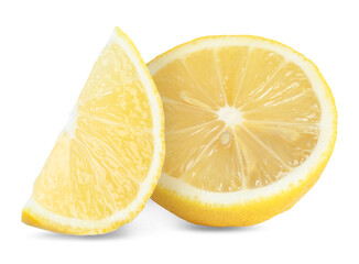Lemon pieces isolated on white. Citrus fruit