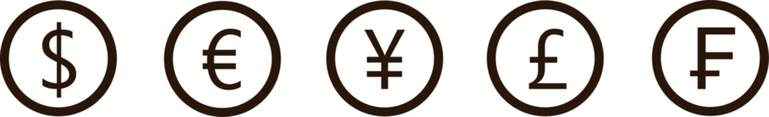 currency symbols set, global forex icons, financial symbols vector