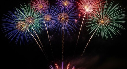 Celebration Background: Vivid Night Sky Explosion, High Contrast