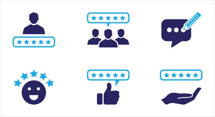 Customer Feedback and Five-Star Rating Icon Set