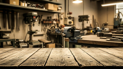 Workshop interior with tools and workbench, ready for crafting and creation