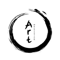 Zen circle emblem. Brushstrokes. Multicolored brushstrokes. Design template for banners, posters, booklets, covers