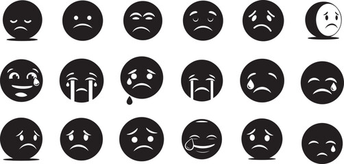 Black and white faces expressing different emotions