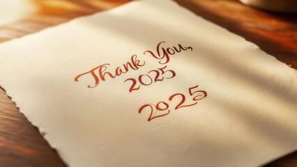 Thank you message with year 2025 on paper