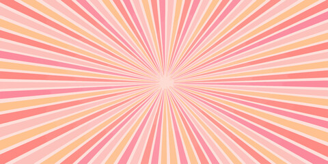 Abstract colorful background vector illustration with pink and orange sunburst rays, bright energy beam design, and radial pattern texture