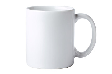 White ceramic mug isolated on transparent background with a handle