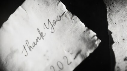 Thank You Note in Black and White, Handwritten Message.