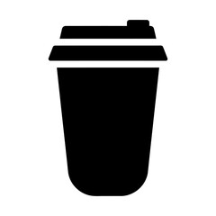 Black Silhouette of Disposable Coffee Cup with Lid Design