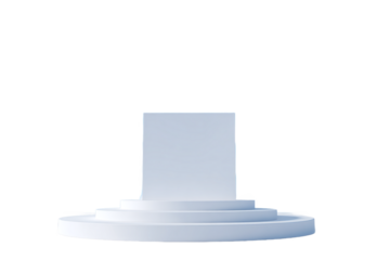Minimalist white podium isolated on transparent background for product display