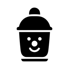 Cute Candle Icon with Face, Lid, and Base