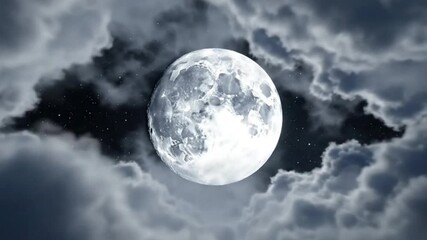 Cold Moon Revealed Through Parting Clouds and Drifting Fog - Powered by Adobe