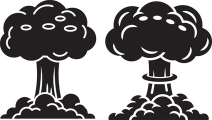 Two mushroom cloud silhouettes