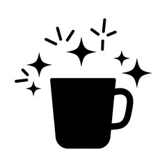 Clean Mug Icon with Sparkles Vector Illustration