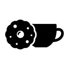 Black and White Cookie and Cup Vector Illustration on White Background