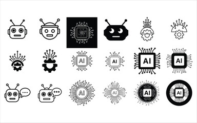 Technology microchip and circuit symbols vector pack